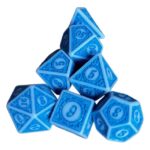 Polydice Marine Even - Acryl - 7 stuks - Inclusief dice bag - Blauw