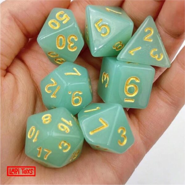 Polydice Sea Foam - Resin - 7 stuks - Inclusief dice bag - Groen