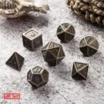 Polydice Dwarven Bronze - Metaal - 7 stuks - Inclusief dice bag - Bronskleurig