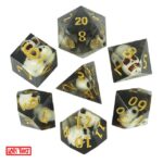 Polydice Dark Grave - Resin - 7 stuks - Inclusief dice bag - Transparant