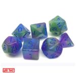 Polydice Marsh Treck - Resin - 7 stuks - Inclusief dice bag - Groen/ Blauw