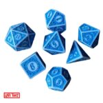 Polydice Marine Even - Acryl - 7 stuks - Inclusief dice bag - Blauw