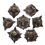 Polydice Bloody Executioner - Metaal - 7 stuks - Inclusief dice bag - Zwart/ Goudkleurig