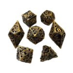 Hollow polydice Golden Serpent - Metaal - 7 stuks - Inclusief dice bag - Goudkleurig