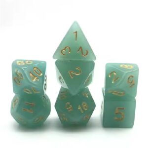 Polydice Sea Foam - Resin - 7 stuks - Inclusief dice bag - Groen