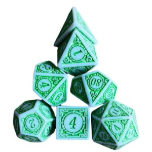 Polydice Lush Elven - Acryl - 7 stuks - Inclusief dice bag - Groen