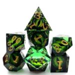 Polydice Acidic Eye - Resin - 7 stuks - Inclusief dice bag - Wit/ Blauw