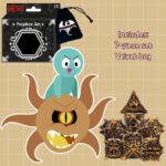 Polydice Monstrous Gold - Metaal - 7 stuks - Inclusief dice bag - Goudkleurig