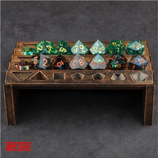 Polydice Display - Geschikt voor 5 dice sets (35 stuks - Resin - Bronskleurig