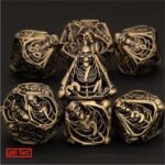 Polydice Necromancers Gold - Metaal - 7 stuks - Inclusief dice bag - Goudkleurig