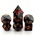 Sharp edge polydice Red Geode - Resin - 7 stuks - Inclusief dice bag - Zwart/ Rood