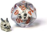 Lapi Toys - DnD dice set Dragon’s Skull - 7 stuks - Resin - Inclusief bewaarzak - Transparant