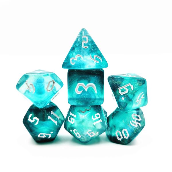 DnD Aqua Crystal Polydice Set - 7 stuks - Acryl - Turquoise