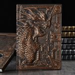 DnD Bronze Dragon's A5 Hardcover Notebook - With red feather pen set - Brons