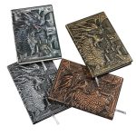 DnD Bronze Dragon's A5 Hardcover Notebook - With red feather pen set - Brons