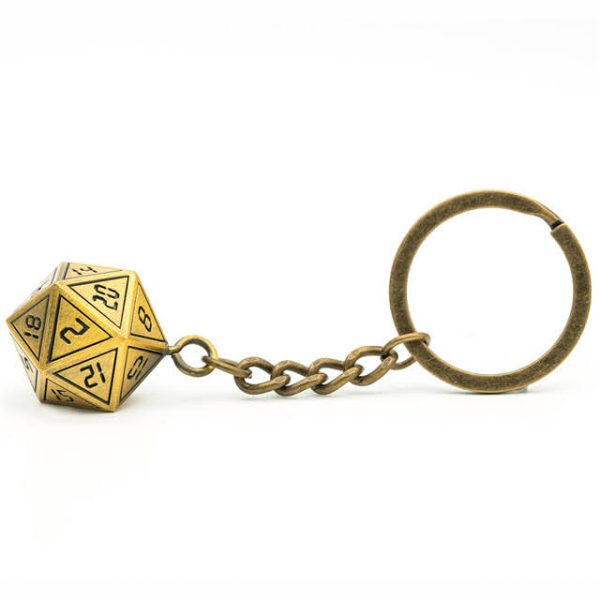 Lapi Toys - DnD D20 sleutelhanger Golden Guild - Dungeons and dragons metalen dobbelsteen - Afneembaar - Metaal - Goud