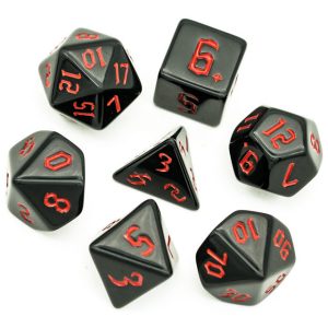 Lapi Toys - DnD dice set Dark Magic - Dungeons and dragons dobbelstenen - 7 stuks - Acryl - Zwart - Rood