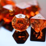 Lapi Toys - DnD dice set Copper Gear - 7 stuks - Inclusief bewaarzak - Resin - Oranje