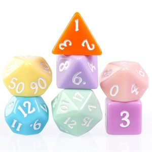 Lapi Toys - DnD dice set Fairy Pastels - Dungeons and dragons dobbelstenen - 7 stuks - Resin - Roze