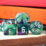 Lapi Toys - DnD dice set Neon Emerald - Dungeons and dragons dobbelstenen - 7 stuks - Acryl - Neon - Groen - Blauw