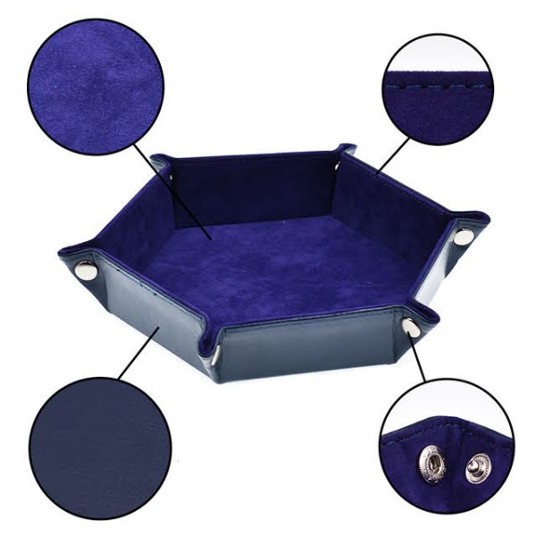 Lapi Toys - DnD dice tray Blue Flame - Polydice tray - Dobbelpiste - Dobbelbak - Kunstleer - Fluweel - Blauw