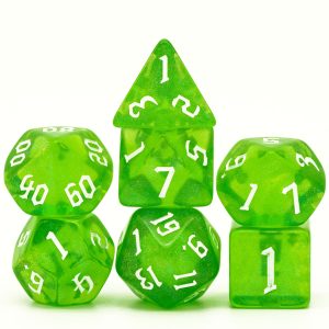 Lapi Toys - DnD dice set Neon Green - Dungeons and dragons dobbelstenen - 7 stuks - Acryl - Glitter - Groen