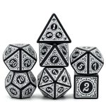 Lapi Toys - DnD dice set Mage White - Dungeons and dragons dobbelstenen - 7 stuks - Acryl - Zwart - Wit