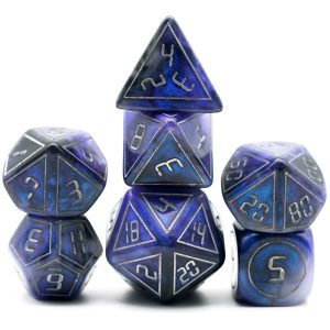 Lapi Toys - DnD dice set Midnight Storm - Dungeons and dragons dobbelstenen - 7 stuks - Resin - Blauw