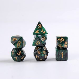 Lapi Toys - DnD dice set Royal Green - Dungeons and dragons dobbelstenen - 7 stuks - Acryl - Glitter - Groen