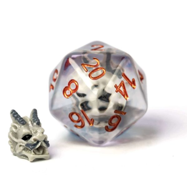 Lapi Toys - DnD dice set Dragon’s Skull - Dungeons and dragons dobbelstenen - 7 stuks - Resin - Transparant