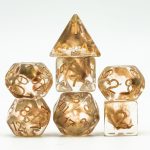 Lapi Toys - DnD dice set Golden Fairydust - Dungeons and dragons dobbelstenen - 7 stuks - Resin - Transparant - Goud