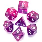 Lapi Toys - DnD dice set Pink Dragon - Dungeons and dragons dobbelstenen - 7 stuks - Acryl - Roze Paars