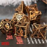 Polydice Full Party - Metaal - 7 stuks - Inclusief dice bag - Goudkleurig