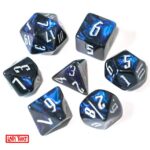 Polydice Intergalactic Treaty - Acryl - 7 stuks - Inclusief dice bag - Blauw/ Zwart