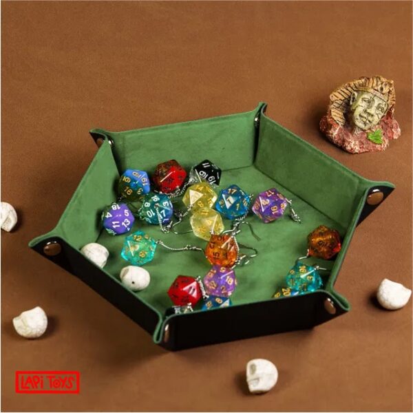 Dice Tray Nephrite Green - Dobbelbak - Imitatieleer - Hexagon - Donkergroen