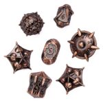 Polydice Bronze Warrior - Metaal - 7 stuks - Inclusief dice bag - Bronskleurig