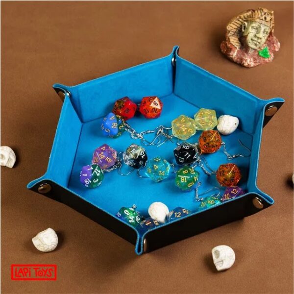 Dice Tray Turquenite Blue - Dobbelbak - Imitatieleer - Hexagon - Petrol