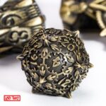 Polydice Old Gold Champion - Metaal - 7 stuks - Inclusief dice bag - Goudkleurig