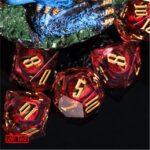 Polydice Firey Demon Eye - Resin - 7 stuks - Inclusief dice bag - Transparant/ Rood