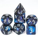 Polydice Intergalactic Treaty - Acryl - 7 stuks - Inclusief dice bag - Blauw/ Zwart