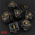 Hollow polydice Draconic Paladin - Metaal - 7 stuks - Inclusief dice bag - Zwart