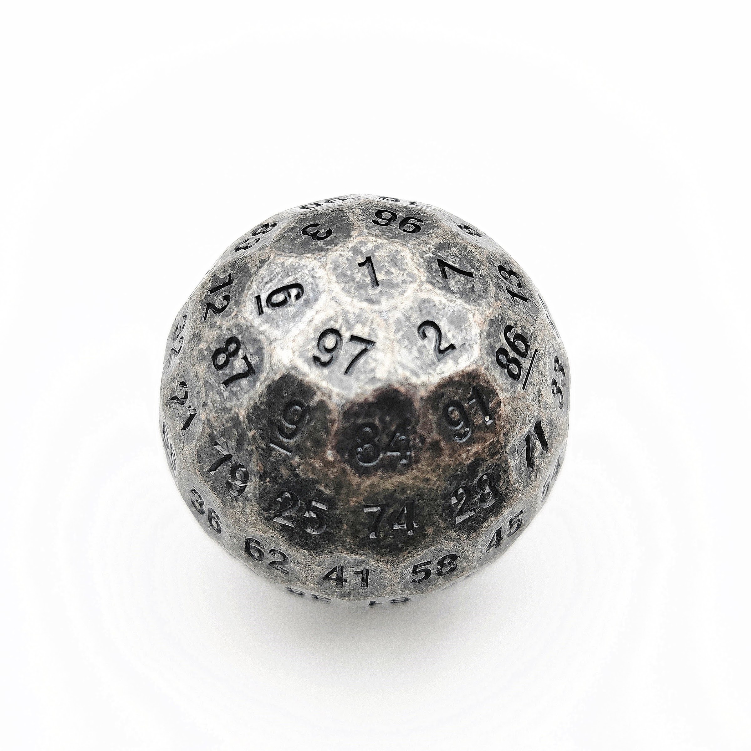 DnD Mystic Moonstone D100 Dice - Metal - Silver