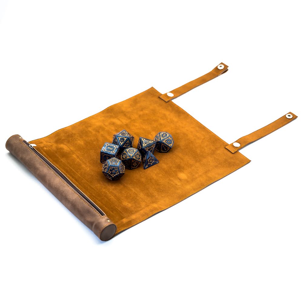 Lapi Toys - DnD dice mat Goblin's Scroll - Dice storage - Dice rack - Faux Leather - Brown