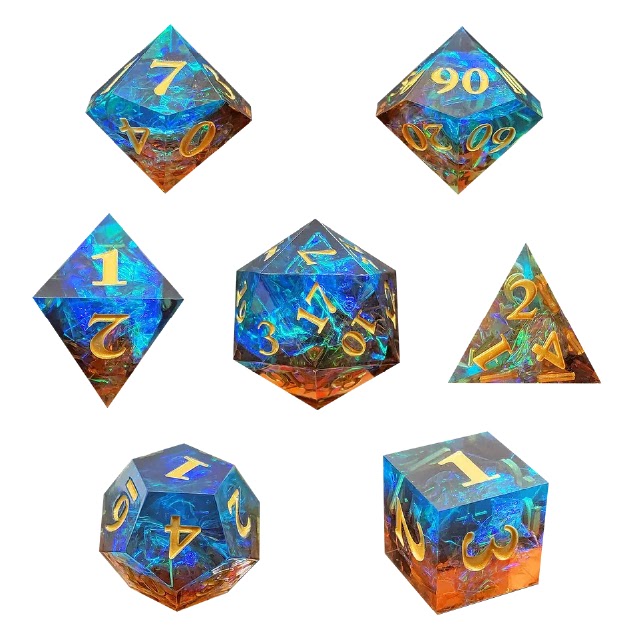 Polydice - Firey Sunset Sharp Edge - Set 7 stuks