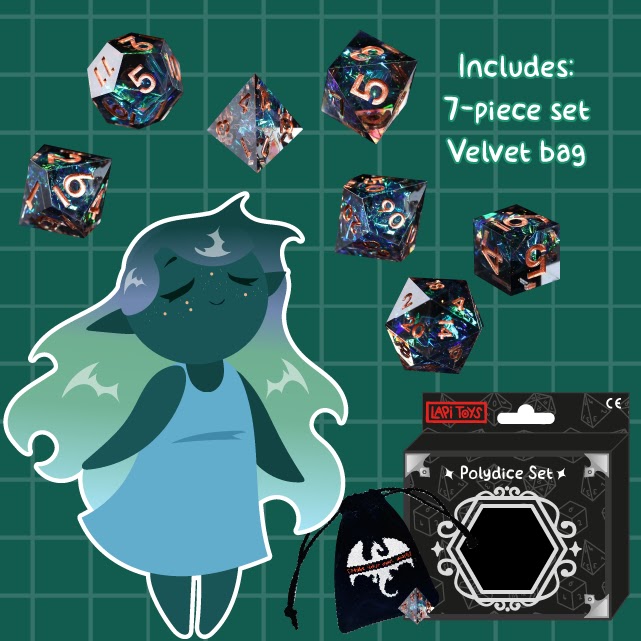 Polydice - Dark Night Sharp Edge - Set 7 stuks