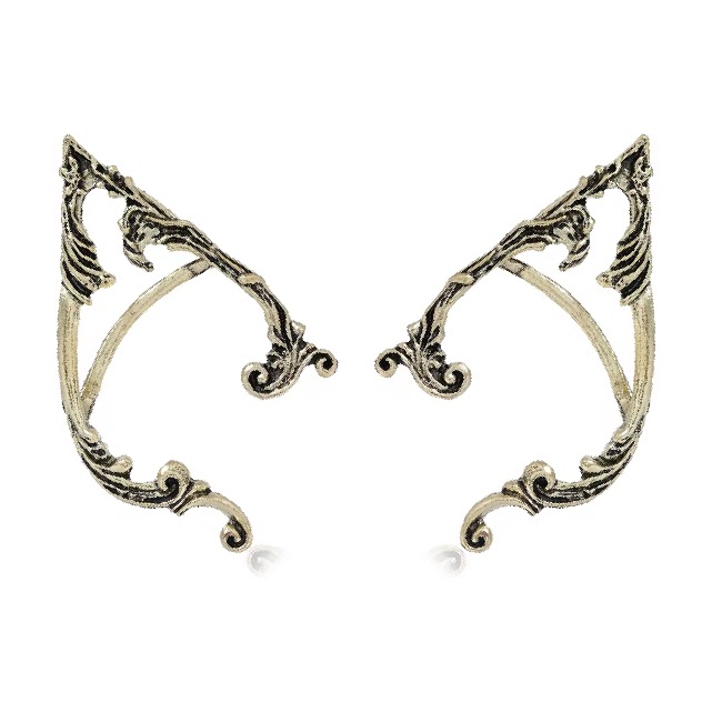 Elf ears Alba - Set of 2 pieces - Zinc - With earring hole - Gold color.